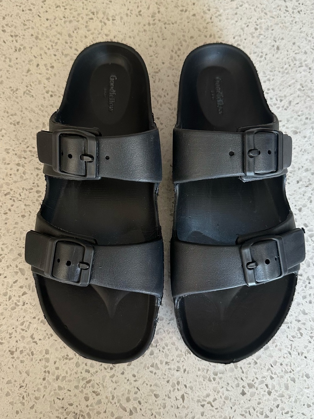 Goodfellow & Co Black Double-Buckle Slide Sandals